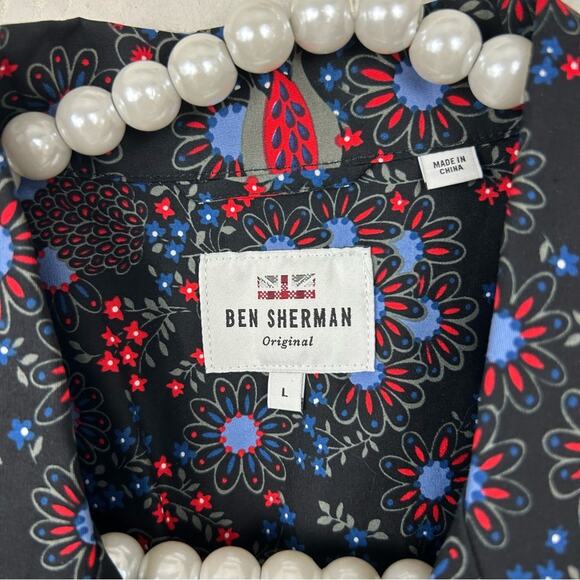 Ben Sherman Men’s Peacock Floral Short Sleeve Button Down Shirt Size L - Picture 4 of 10